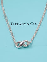 Sold-Tiffany 
Co 925 Silver Infinity Pendant with Double Chain Necklace