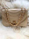 CHANEL Lambskin Vintage Small Flap Bag Beige / Gold Hardware