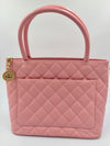 Sold-CHANEL Matelasse Medallion Tote Caviar Leather pink