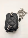 CHANEL Caviar Black Mini Vanity Case Coco Thick Chain Bag  Silver Hardware