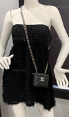 CHANEL Caviar Black Mini Vanity Case Coco Thick Chain Bag  Silver Hardware