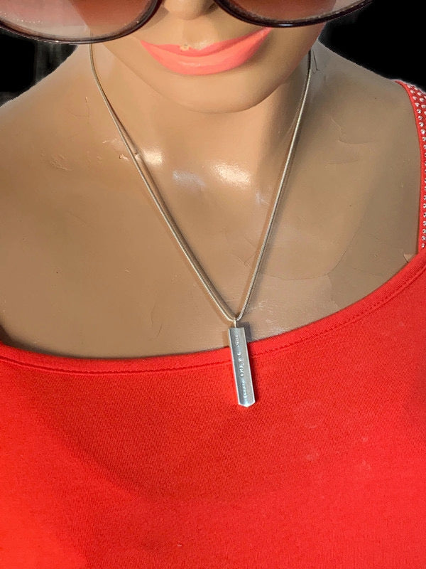 Sold-Tiffany 
Co 925 Silver Bar Pendant with Necklace