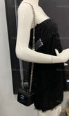 CHANEL Caviar Black Mini Vanity Case Coco Thick Chain Bag  Silver Hardware