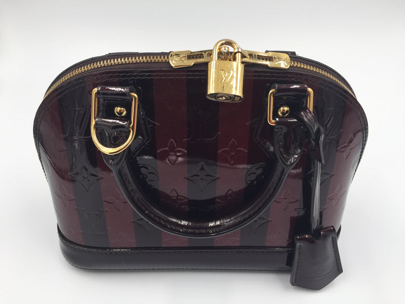 Sold-LOUIS VUITTON Monogram Vernis Rayures Alma BB 2way with Strap M91700