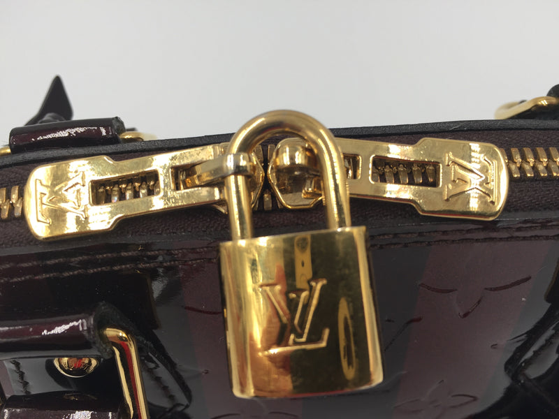 Sold-LOUIS VUITTON Monogram Vernis Rayures Alma BB 2way with Strap M91700