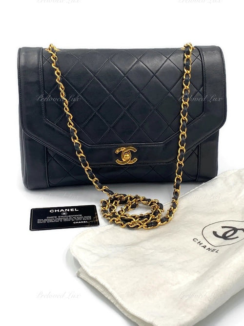 Sold-CHANEL Lambskin Vintage Single Chain Single Flap Crossbody Bag Black/gold