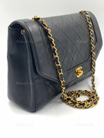 Sold-CHANEL Lambskin Vintage Single Chain Single Flap Crossbody Bag Black/gold