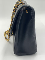 Sold-CHANEL Lambskin Vintage Single Chain Single Flap Crossbody Bag Black/gold