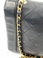 Sold-CHANEL Lambskin Vintage Single Chain Single Flap Crossbody Bag Black/gold