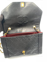 Sold-CHANEL Lambskin Vintage Single Chain Single Flap Crossbody Bag Black/gold