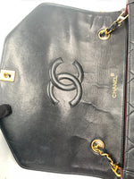 Sold-CHANEL Lambskin Vintage Single Chain Single Flap Crossbody Bag Black/gold