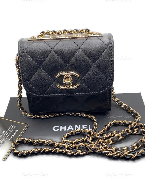 Sold-CHANEL Black Lambskin Mini Trendy CC Bag Gold Hardware