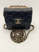 Sold-CHANEL Black Lambskin Mini Trendy CC Bag Gold Hardware