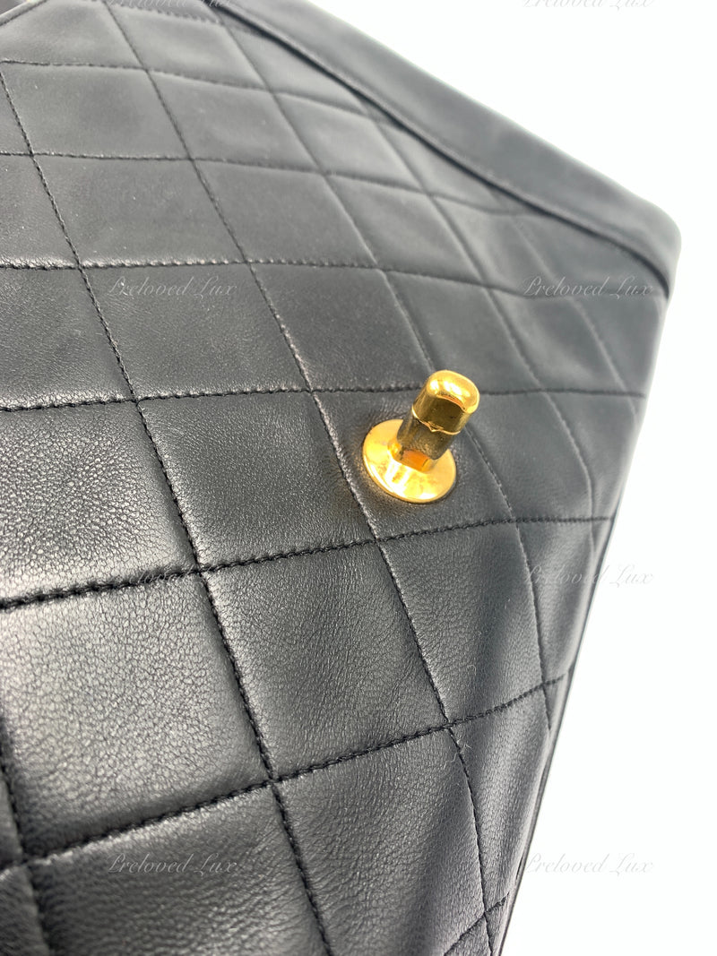 Sold-CHANEL Lambskin Vintage Single Chain Single Flap Crossbody Bag Black/gold