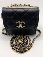 Sold-CHANEL Black Lambskin Mini Trendy CC Bag Gold Hardware