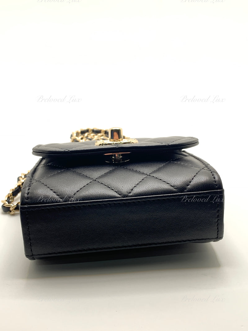 Sold-CHANEL Black Lambskin Mini Trendy CC Bag Gold Hardware