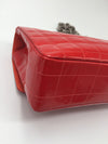 Sold-CHANEL Patent Leather Chocolate Bar Flap Bag red/silver