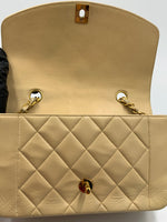 CHANEL Lambskin Small Diana Single Chain Single Flap Bag Beige Gold hardware