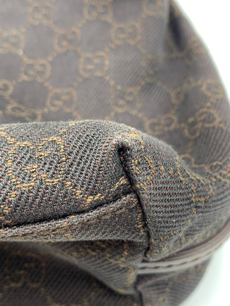 Sold-GUCCI GG Black/Brown Shoulder Tote Bag