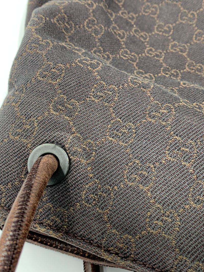 Sold-GUCCI GG Black/Brown Shoulder Tote Bag