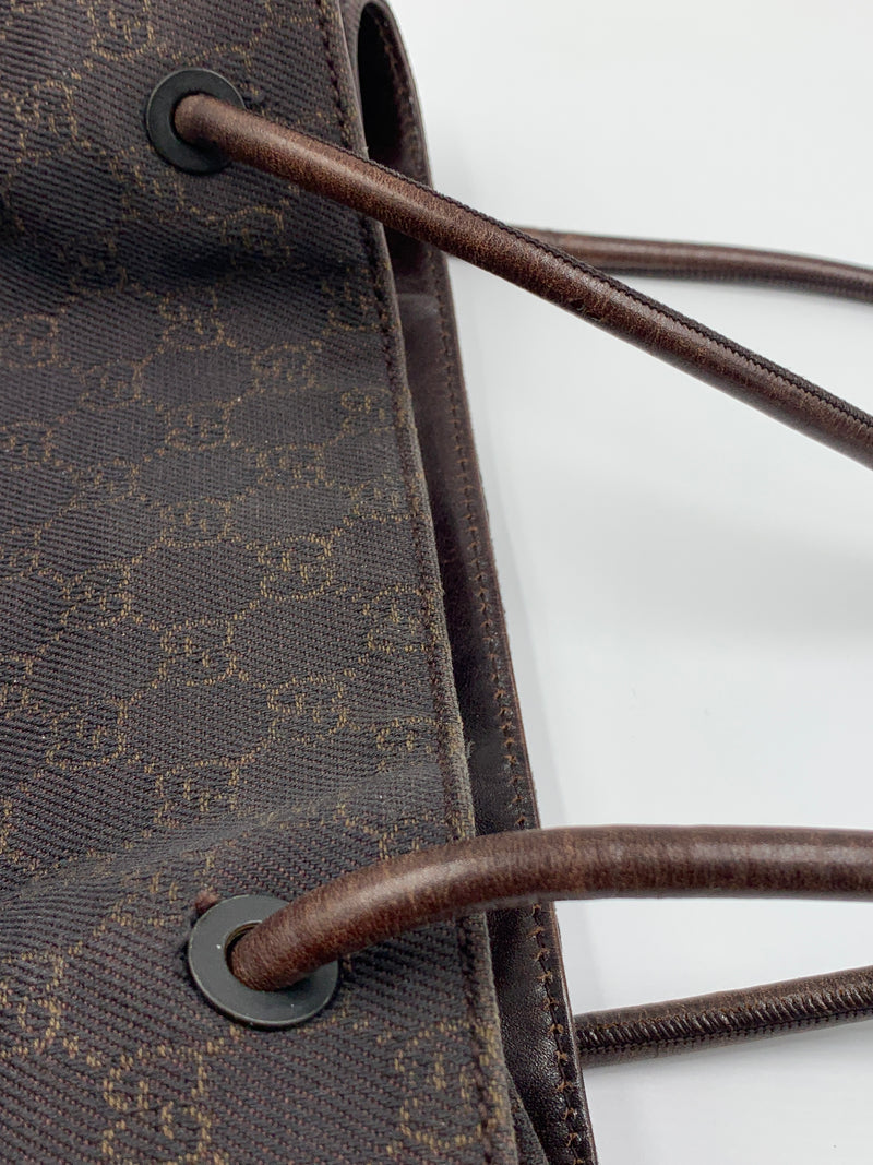 Sold-GUCCI GG Black/Brown Shoulder Tote Bag