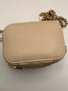 CHANEL Caviar Beige Mini Square Vanity Case CC Chain Bag Gold Hardware