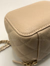 CHANEL Caviar Beige Mini Square Vanity Case CC Chain Bag Gold Hardware