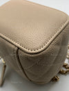 CHANEL Caviar Beige Mini Square Vanity Case CC Chain Bag Gold Hardware