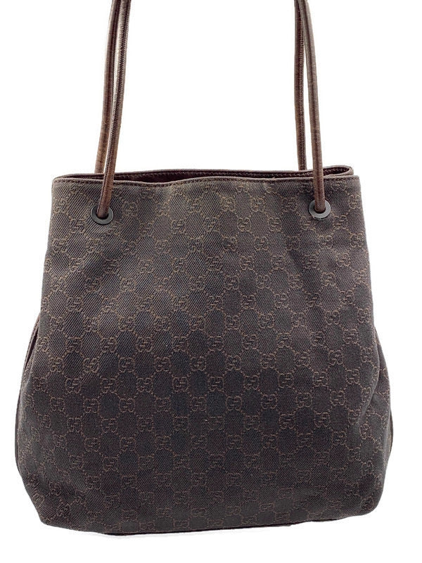 Sold-GUCCI GG Black/Brown Shoulder Tote Bag