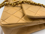 Sold-CHANEL Classic Lambskin Double Chain Double Flap Medium Shoulder Bag- beige/gold