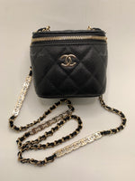 CHANEL Caviar Black Mini Square Vanity Case CC Chain Bag Gold Hardware