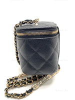 CHANEL Caviar Black Mini Square Vanity Case CC Chain Bag Gold Hardware