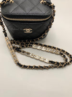 CHANEL Caviar Black Mini Square Vanity Case CC Chain Bag Gold Hardware