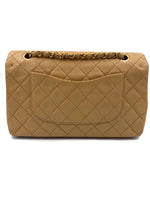 Sold-CHANEL Classic Lambskin Double Chain Double Flap Medium Shoulder Bag- beige/gold