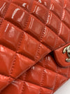 CHANEL Classic Double Chain Double Flap Pink Medium Shoulder Bag- Silver Hardware - Patent Leather