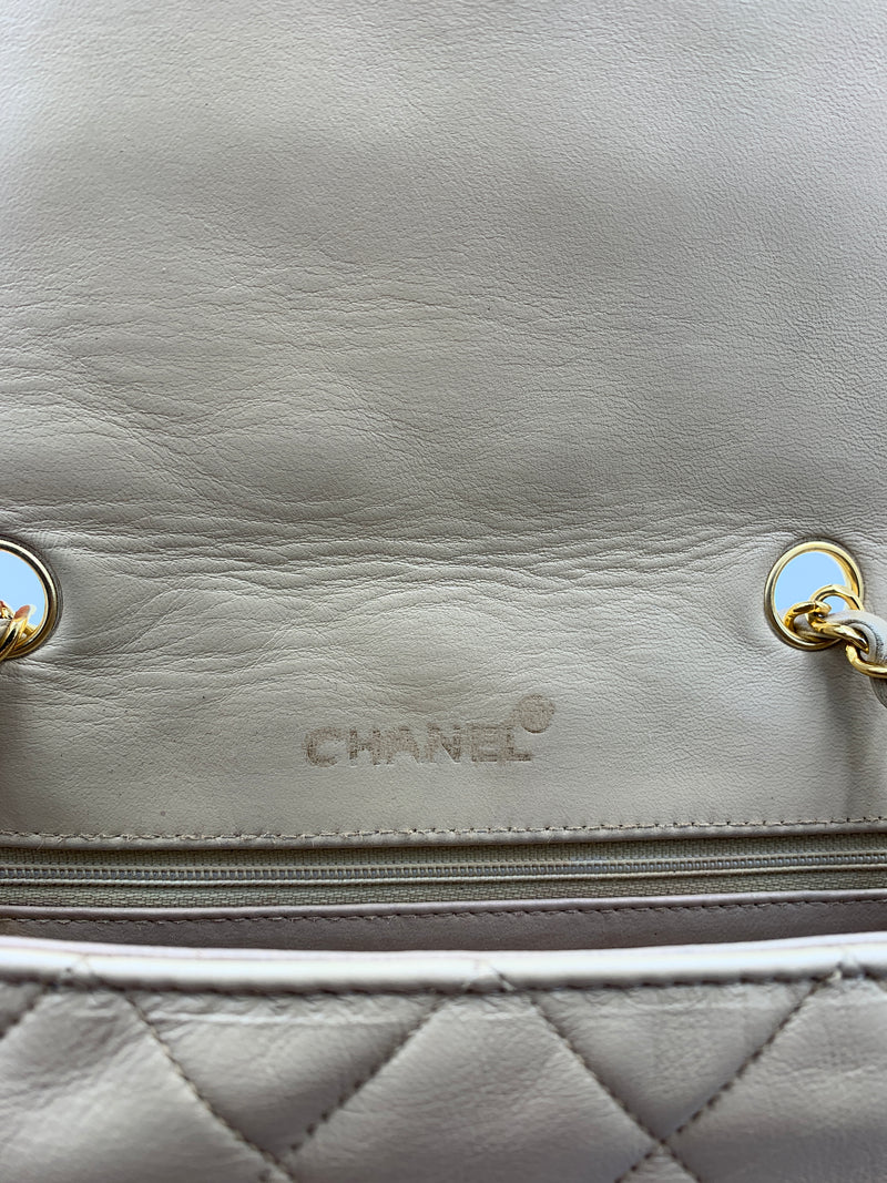 Sold-CHANEL Lambskin Small Diana Single Chain Single Flap Bag Beige/gold