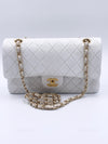 Sold-CHANEL Classic Medium Lambskin Double Chain Double Flap Bag white/gold hardware Vintage