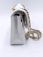 Sold-CHANEL Classic Medium Lambskin Double Chain Double Flap Bag white/gold hardware Vintage