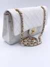 Sold-CHANEL Classic Medium Lambskin Double Chain Double Flap Bag white/gold hardware Vintage