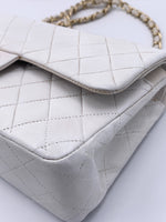 Sold-CHANEL Classic Medium Lambskin Double Chain Double Flap Bag white/gold hardware Vintage