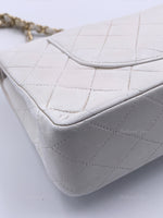 Sold-CHANEL Classic Medium Lambskin Double Chain Double Flap Bag white/gold hardware Vintage