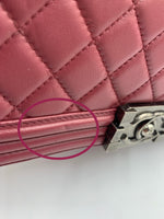 Sold-CHANEL Lambskin Old Medium Boy Dark Pink/Ruthenium hardware