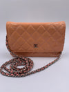 CHANEL Patent Leather Wallet-on-the-chain WOC Crossbody Flap Bag - Peach / pink