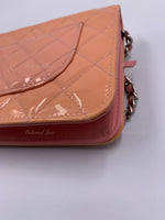 CHANEL Patent Leather Wallet-on-the-chain WOC Crossbody Flap Bag - Peach / pink