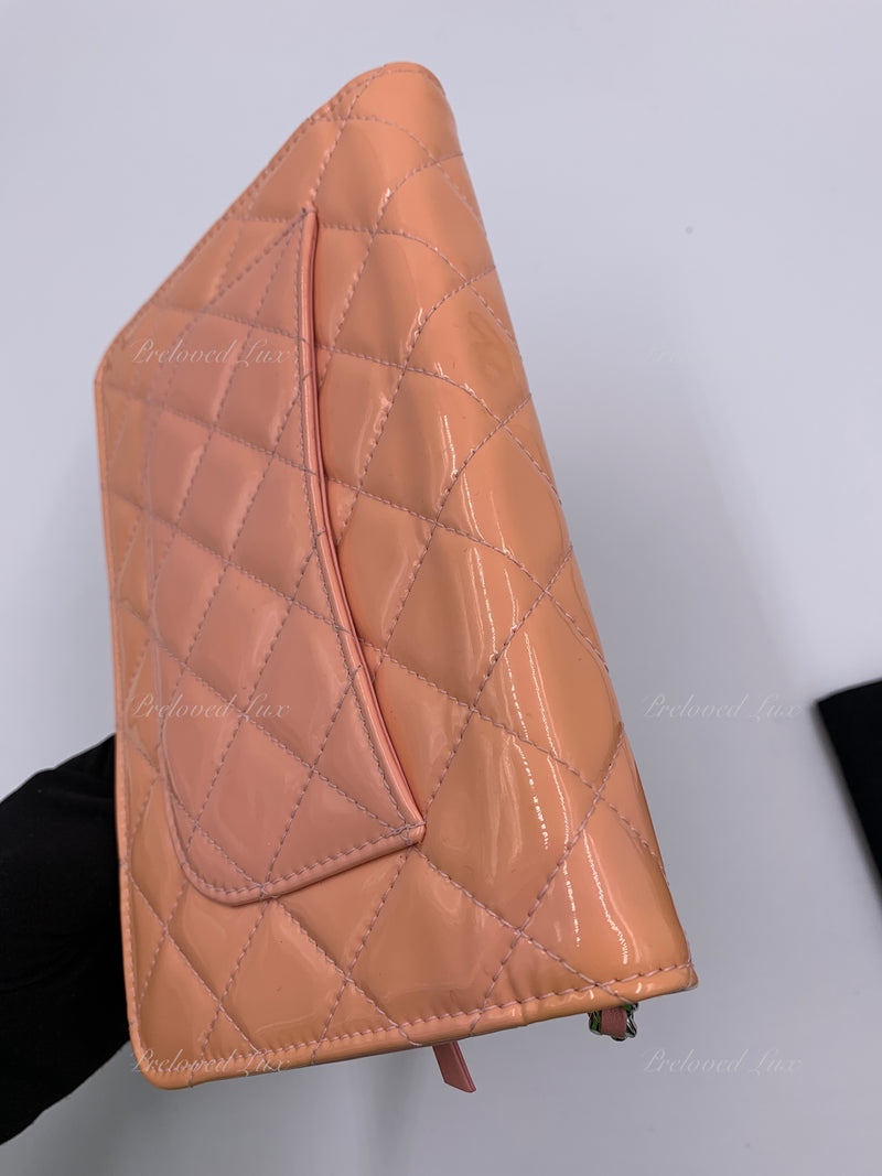 CHANEL Patent Leather Wallet-on-the-chain WOC Crossbody Flap Bag - Peach / pink