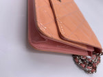 CHANEL Patent Leather Wallet-on-the-chain WOC Crossbody Flap Bag - Peach / pink