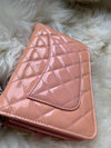 CHANEL Patent Leather Wallet-on-the-chain WOC Crossbody Flap Bag - Peach / pink