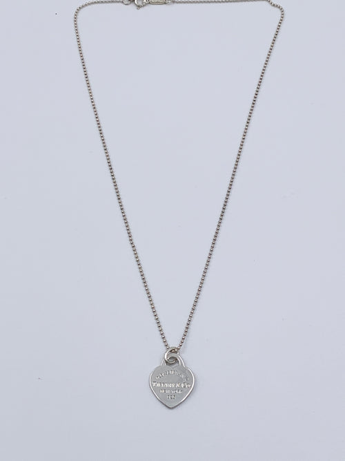 Sold-Tiffany 
Co 925 Silver Return to Tiffany Small Heart Tag Necklace