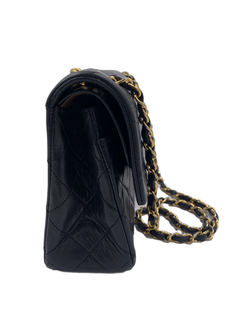 Sold-CHANEL Lambskin Small Classic Double Flap Bag Black/gold