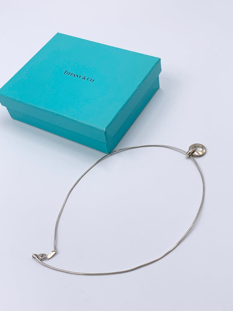 Sold-Tiffany 
Co 925 Silver Open Heart Pendant Wire Necklace